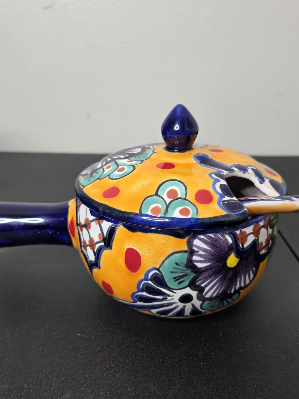 Mexican Talavera Handcrafted Covered Salsa Pan Or Sauce Pot